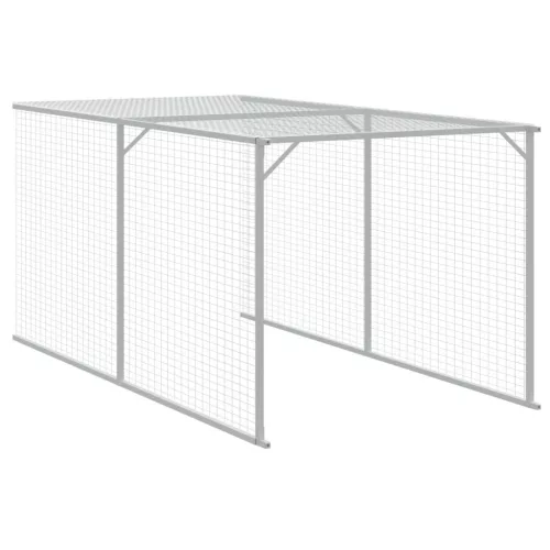 Világosszürke horganyzott acél kifutós tyúkketrec 117x405x123cm