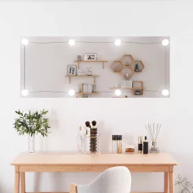   Téglalap alakú üveg falitükör LED fényekkel 40 x 100 cm