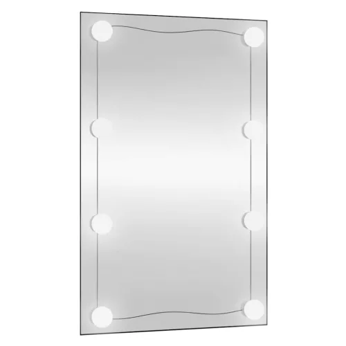 Téglalap alakú üveg falitükör LED fényekkel 50 x 80 cm