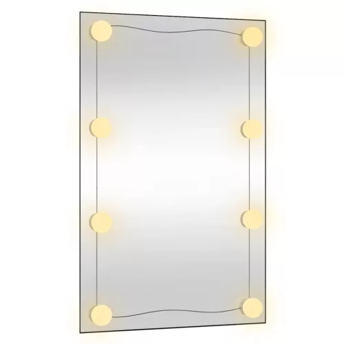 Téglalap alakú üveg falitükör LED fényekkel 50 x 80 cm
