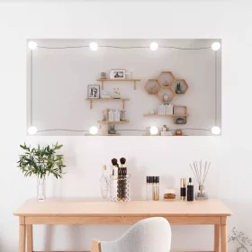   Téglalap alakú üveg falitükör LED fényekkel 50 x 100 cm