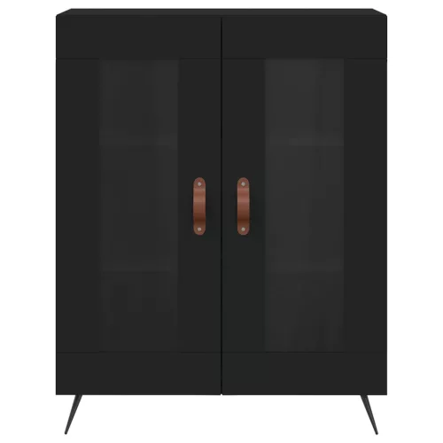 Fekete szerelt fa magasszekrény 69,5 x 34 x 180 cm