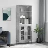 Betonszürke szerelt fa magasszekrény 69,5 x 34 x 180 cm