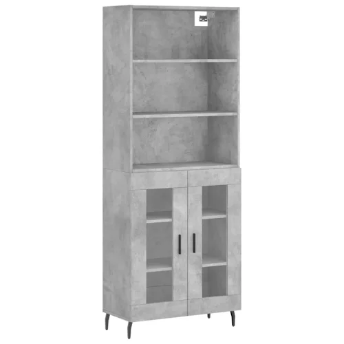 Betonszürke szerelt fa magasszekrény 69,5 x 34 x 180 cm
