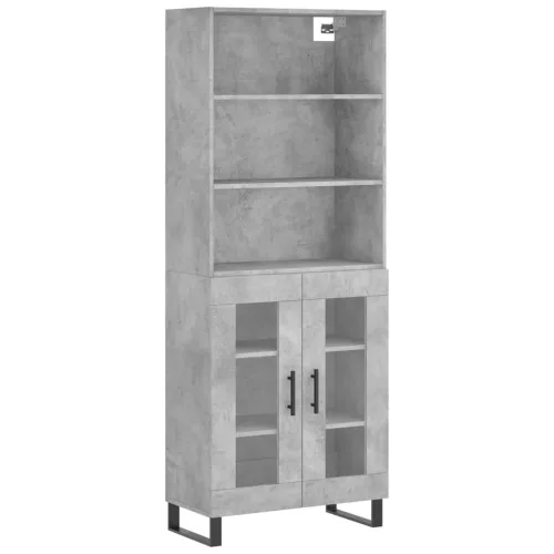 Betonszürke szerelt fa magasszekrény 69,5 x 34 x 180 cm