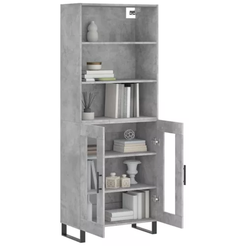 Betonszürke szerelt fa magasszekrény 69,5 x 34 x 180 cm