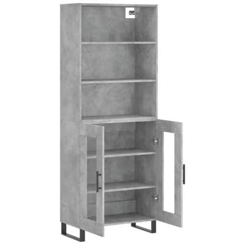 Betonszürke szerelt fa magasszekrény 69,5 x 34 x 180 cm
