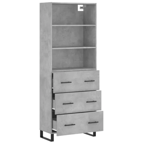 Betonszürke szerelt fa magasszekrény 69,5 x 34 x 180 cm