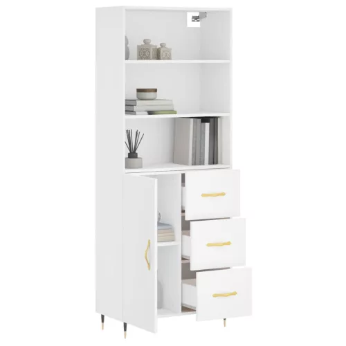 Fehér szerelt fa magasszekrény 69,5 x 34 x 180 cm