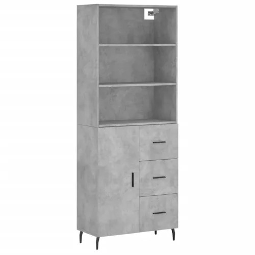 Betonszürke szerelt fa magasszekrény 69,5 x 34 x 180 cm