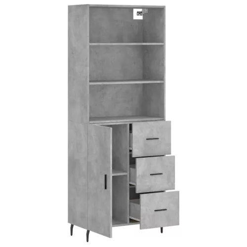 Betonszürke szerelt fa magasszekrény 69,5 x 34 x 180 cm