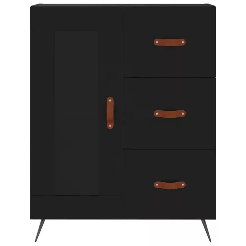 Fekete szerelt fa magasszekrény 69,5 x 34 x 180 cm