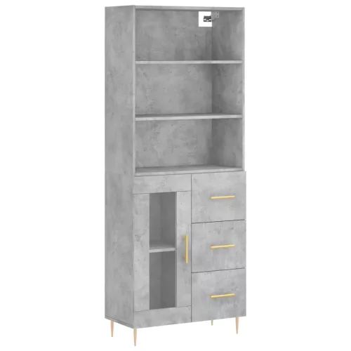 Betonszürke szerelt fa magasszekrény 69,5 x 34 x 180 cm