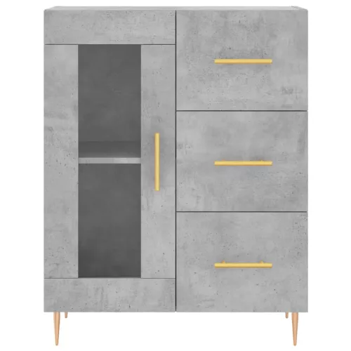 Betonszürke szerelt fa magasszekrény 69,5 x 34 x 180 cm