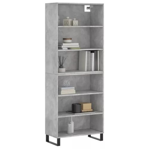 Betonszürke szerelt fa magasszekrény 69,5x32,5x180 cm