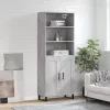 Betonszürke szerelt fa magasszekrény 69,5 x 34 x 180 cm