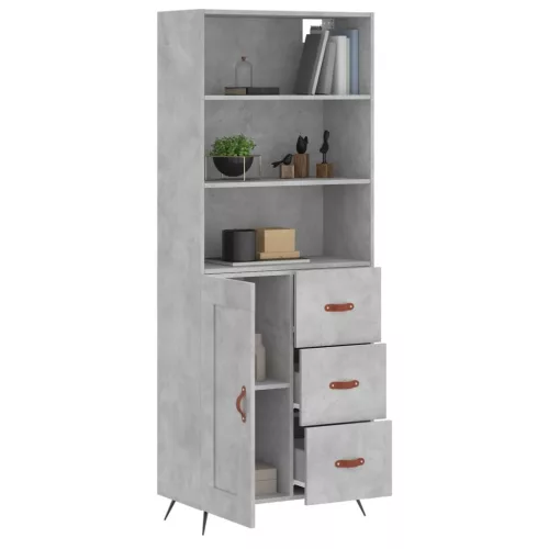 Betonszürke szerelt fa magasszekrény 69,5 x 34 x 180 cm