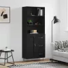 Fekete szerelt fa magasszekrény 69,5 x 34 x 180 cm