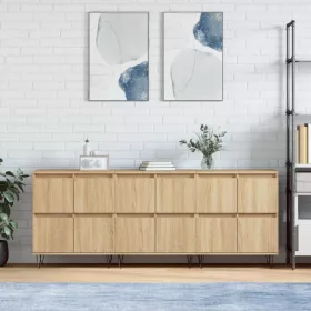 3 db sonoma tölgyszínű szerelt fa tálalószekrény