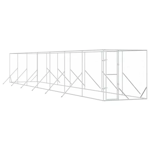 Ezüstszínű kültéri horganyzott acél kutyakennel 2 x 14 x 2 m