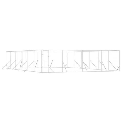 Ezüstszínű kültéri horganyzott acél kutyakennel 8 x 12 x 2 m