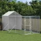 Ezüstszínű horganyzott acél kutyakennel tetővel 2x6x2,5 m
