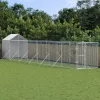 Ezüstszínű horganyzott acél kutyakennel tetővel 2x14x2,5 m