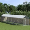 Ezüstszínű horganyzott acél kutyakennel tetővel 2x14x2,5 m