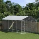 Ezüstszínű horganyzott acél kutyakennel tetővel 3x7,5x2,5 m