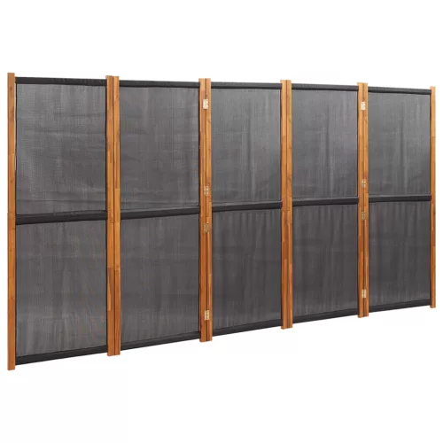 Fekete 5 paneles térelválasztó 350x180 cm