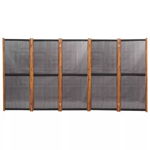 Fekete 5 paneles térelválasztó 350x180 cm