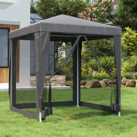   Antracitszürke HDPE rendezvénysátor 4 hálós oldalfallal 2 x 2 m