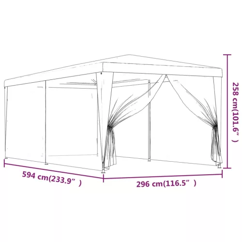 Zöld HDPE rendezvénysátor 6 hálós oldalfallal 3x6 m