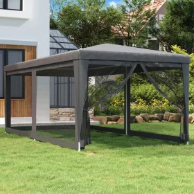   Antracitszürke HDPE rendezvénysátor 6 hálós oldalfallal 3x6 m