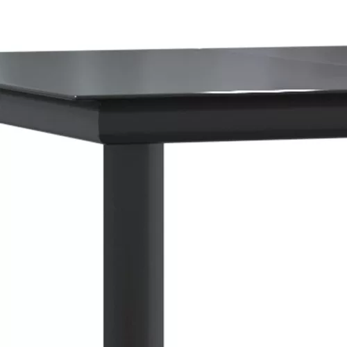 Fekete acél és edzett üveg kerti étkezőasztal 200 x 100 x 74 cm