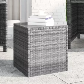   Szürke polyrattan és edzett üveg kisasztal 40 x 37 x 40,5 cm