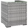Szürke polyrattan és edzett üveg kisasztal 40 x 37 x 40,5 cm