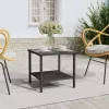 Fekete polyrattan és edzett üveg kisasztal 45 x 45 x 45 cm