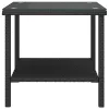 Fekete polyrattan és edzett üveg kisasztal 45 x 45 x 45 cm