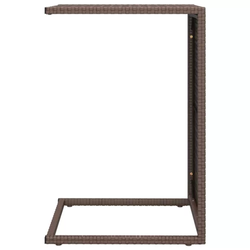 Barna polyrattan C-asztal 40 x 35 x 60 cm