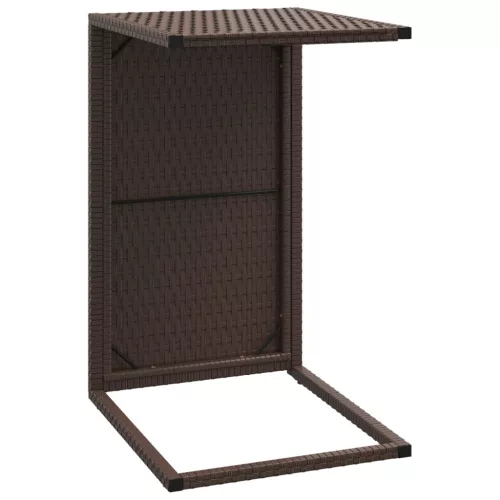 Barna polyrattan C-asztal 40 x 35 x 60 cm