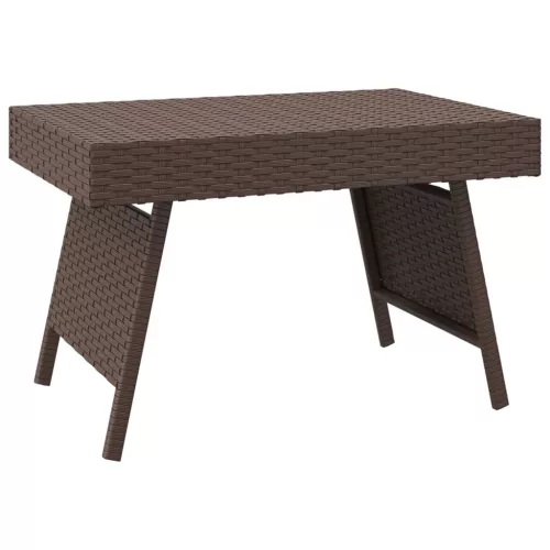Barna összecsukható polyrattan kisasztal 60 x 40 x 38 cm