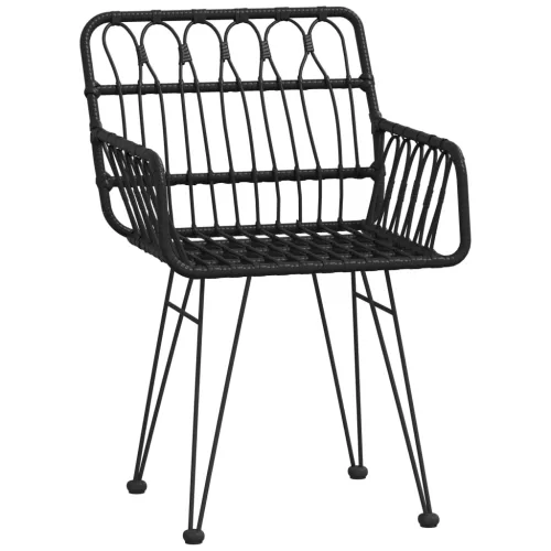 2 db fekete PE rattan karfás kerti szék 56 x 64 x 80 cm