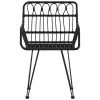 2 db fekete PE rattan karfás kerti szék 56 x 64 x 80 cm
