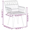 2 db fekete PE rattan karfás kerti szék 56 x 64 x 80 cm
