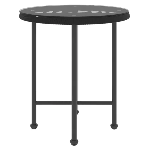 Fekete edzett üveg és acél étkezőasztal Ø50 cm