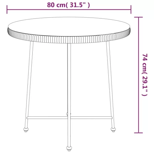 Edzett üveg és acél étkezőasztal Ø80 cm