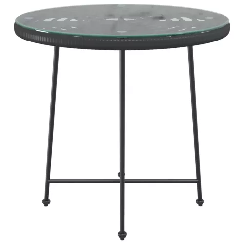 Fekete edzett üveg és acél étkezőasztal Ø80 cm