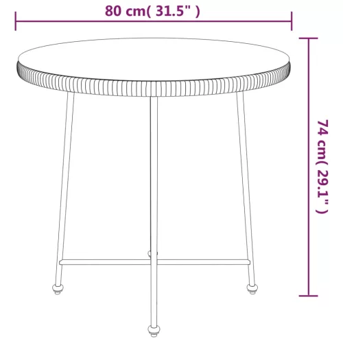 Fekete edzett üveg és acél étkezőasztal Ø80 cm