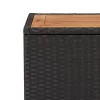 Fekete polyrattan és tömör akácfa teázóasztal fa asztallappal